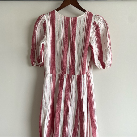 Reformation Wavea Linen Wrap Dress in Savannah Stripe - Picture 7 of 9